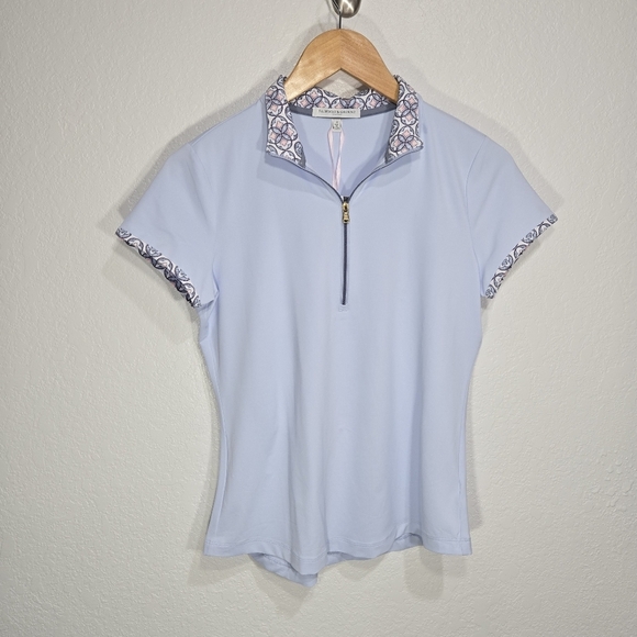 Fairway & Greene Small Maya Zip Mock Neck Dream Blue Ladies Golf Shirt - Picture 1 of 4
